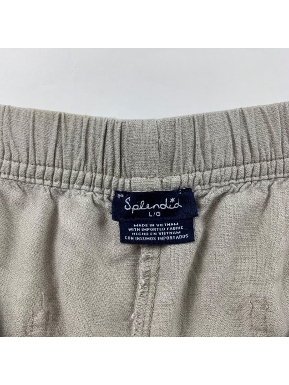 Splendid Natural Linen Blend Wide Leg Cropped Lounge Pant L - Picture 3 of 6